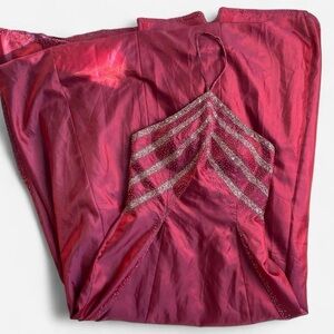 Y2K iridescent pink beaded prom dress